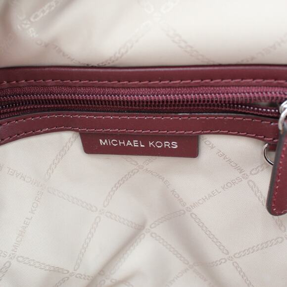 Michael Kors Leather Backpack Purse Womens Red Pebbled Zips Travel Bag Valerie - Picture 10 of 11